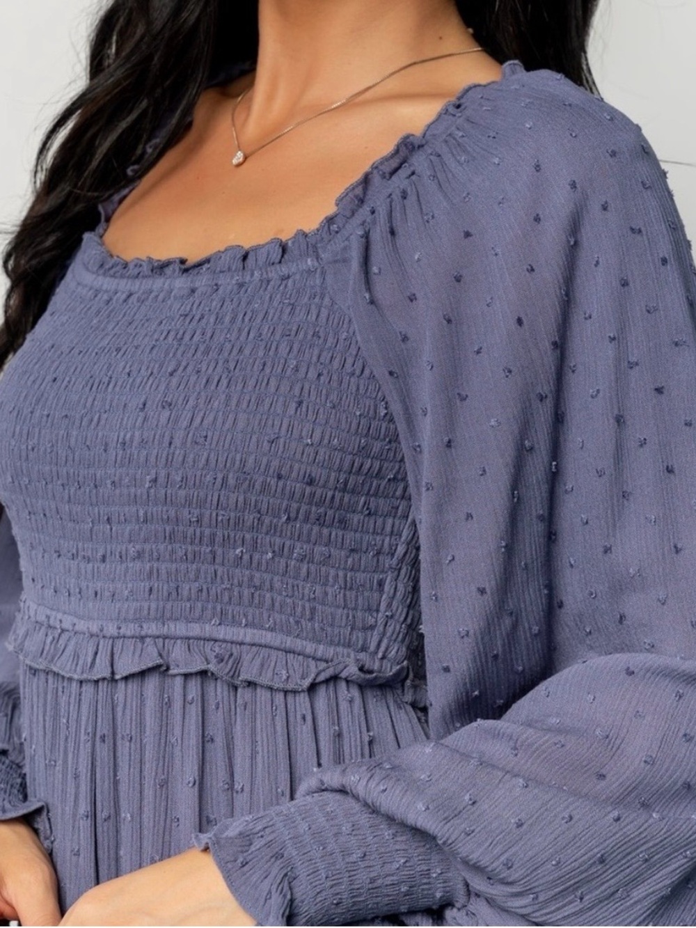 Penelope Rose Textured Long Sleeve Maxi Dress